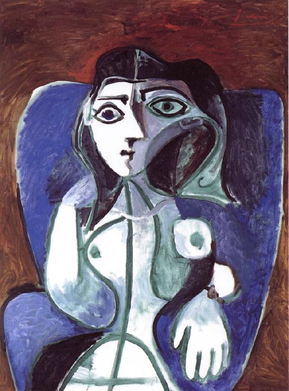 pablo picasso woman in a blue armcbair